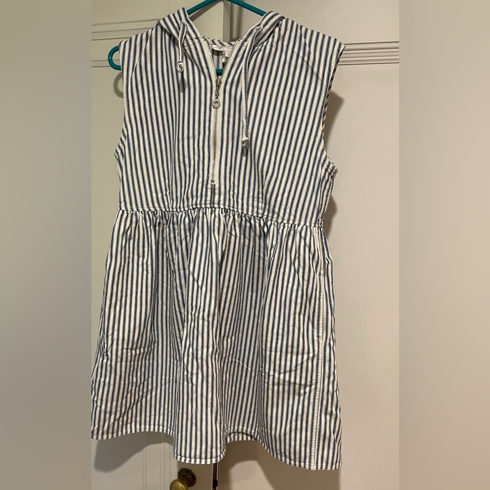 Jones New York Blue and White Striped Swim Coverup Size: L